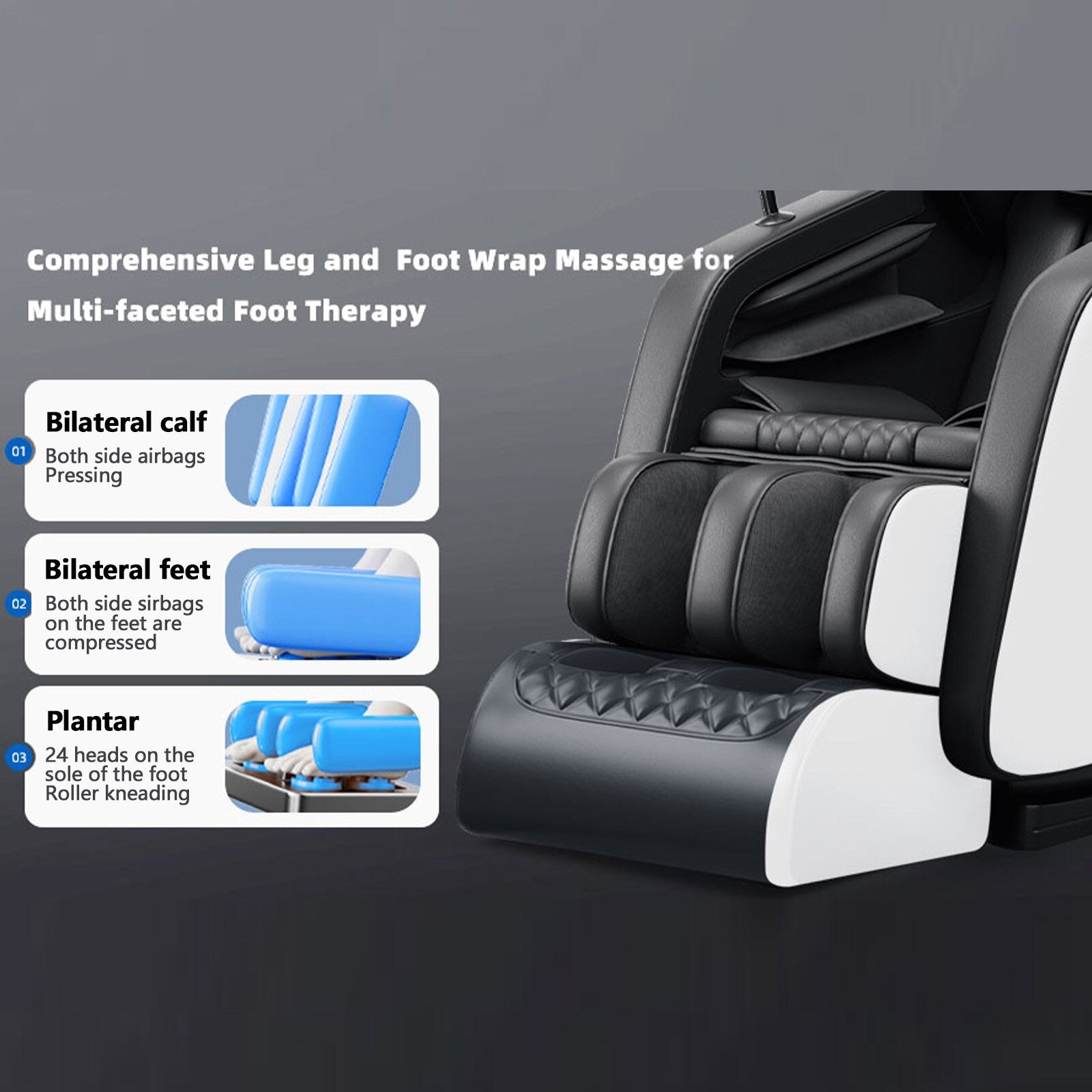 Fauteuil inclinable massant zéro gravité avec massage complet du corps, chauffage et audio Bluetooth intégré